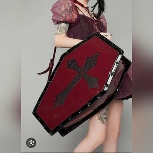 DOLLS KILL Gothic Large Red Coffin Bag